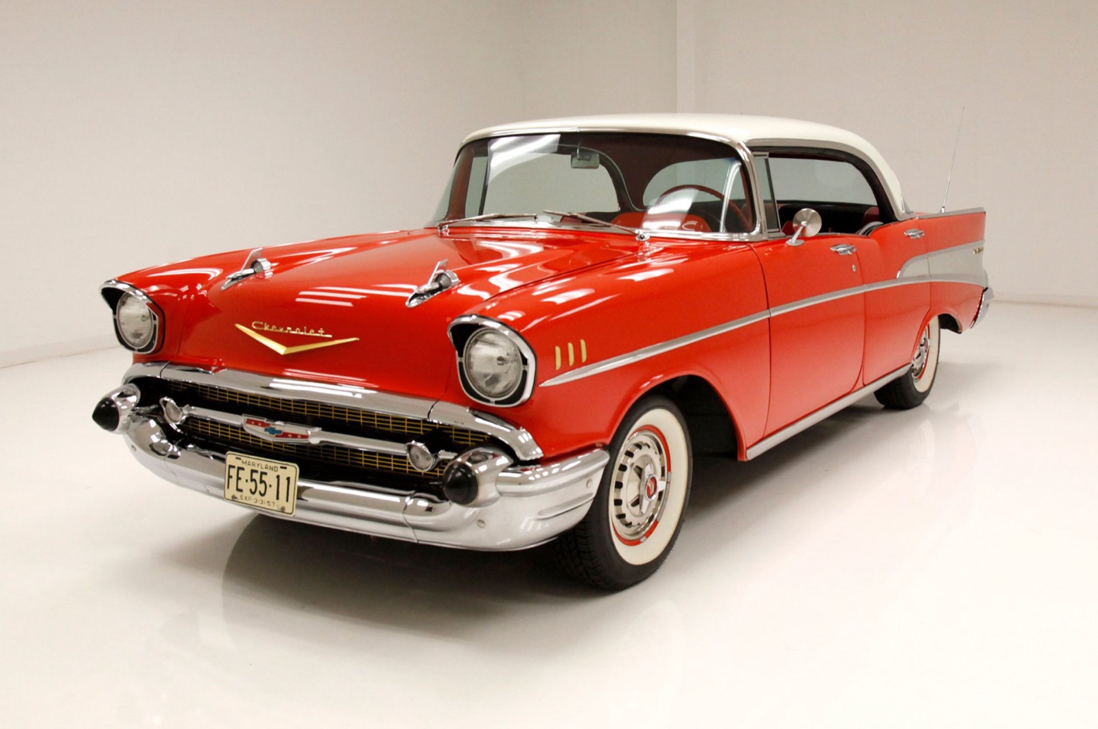Restored 1957 Chevrolet Bel Air classic car in showroom condition