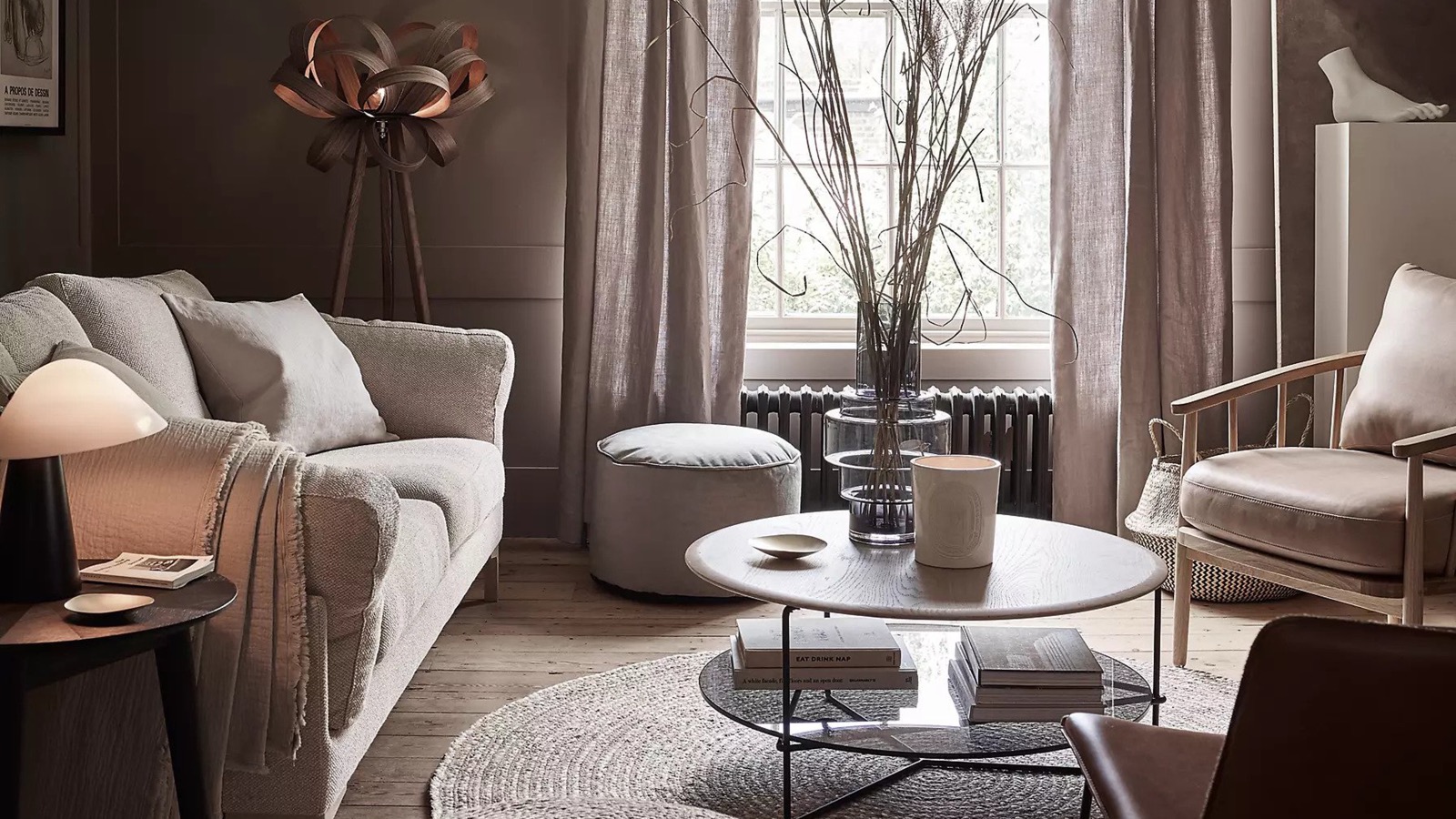 Cozy, well furnished apartment living room with warm natural light
